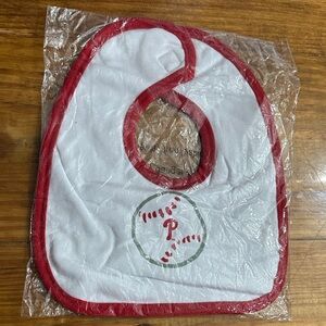 NEW Red and White Baseball Themed Baby Bib
